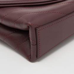 Pre Owned Chanel Burgundy Chevron Leather Chain Waist Bag