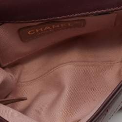 Pre Owned Chanel Burgundy Chevron Leather Chain Waist Bag