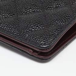 Chanel Black Quilted Caviar Leather Yen Continental Wallet