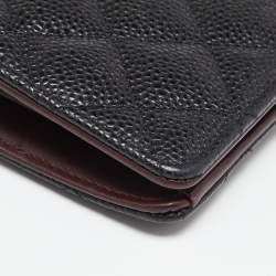 Chanel Black Quilted Caviar Leather Yen Continental Wallet