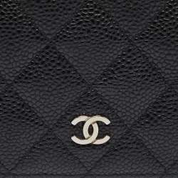 Chanel Black Quilted Caviar Leather Yen Continental Wallet