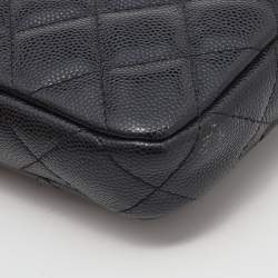 Chanel Black Quilted Caviar Leather WOC Double Zip Wallet on Chain