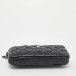 Chanel Black Quilted Caviar Leather WOC Double Zip Wallet on Chain