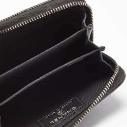 Pre Owned محفظة عملات معدنية شانيل سحاب ملتف جلد كافيار مبطن أسود