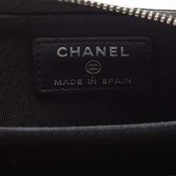 Pre Owned محفظة عملات معدنية شانيل سحاب ملتف جلد كافيار مبطن أسود