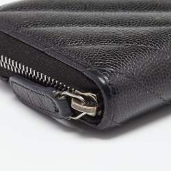 Pre Owned محفظة عملات معدنية شانيل سحاب ملتف جلد كافيار مبطن أسود