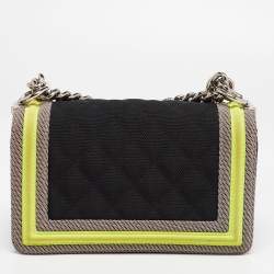 مملوكة مسبقًا Chanel Tricolor Quilted Fabric Small Boy Flap Bag