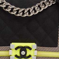 مملوكة مسبقًا Chanel Tricolor Quilted Fabric Small Boy Flap Bag