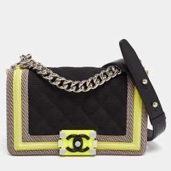 مملوكة مسبقًا Chanel Tricolor Quilted Fabric Small Boy Flap Bag