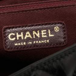Pre Owned Chanel Black/Burgundy Quilted Glazed Leather Medium Castle Rock Top Handle Bag