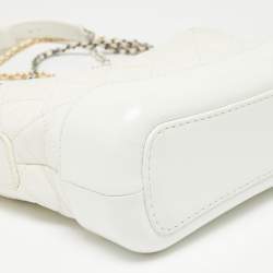 Pre Owned Chanel Off White Quilted Leather Gabrielle Hobo