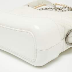 Pre Owned Chanel Off White Quilted Leather Gabrielle Hobo