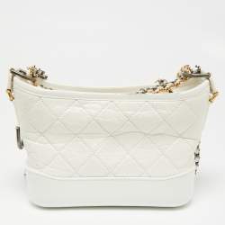 Pre Owned Chanel Off White Quilted Leather Gabrielle Hobo