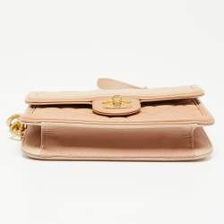 Pre Owned Chanel Ombre Beige Quilted Caviar Leather CC Flap Belt Bag