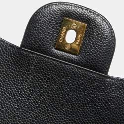 مملوكة مسبقًا Chanel Black Quilted Caviar Leather Jumbo Classic Double Flap Bag