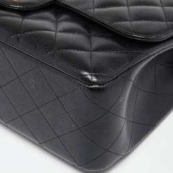 مملوكة مسبقًا Chanel Black Quilted Caviar Leather Jumbo Classic Double Flap Bag