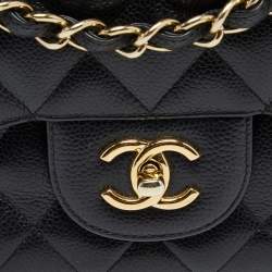 مملوكة مسبقًا Chanel Black Quilted Caviar Leather Jumbo Classic Double Flap Bag