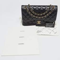 مملوكة مسبقًا Chanel Black Quilted Caviar Leather Jumbo Classic Double Flap Bag