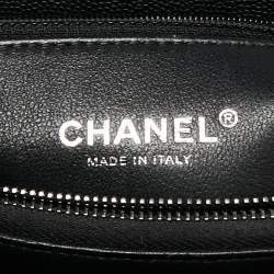 Pre Owned Chanel Black Caviar Leather Maxi Coco Top Handle Bag