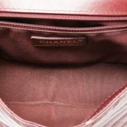 Pre Owned Chanel Red Chevron Leather Classic Top Handle Bag
