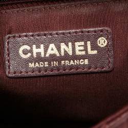 Pre Owned Chanel Red Chevron Leather Classic Top Handle Bag