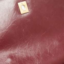 Pre Owned Chanel Red Chevron Leather Classic Top Handle Bag