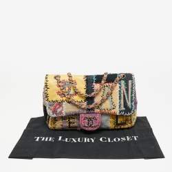 Pre Owned Chanel Multicolor Patchwork Jumbo Classic Single Flap Bag