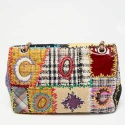 Pre Owned Chanel Multicolor Patchwork Jumbo Classic Single Flap Bag