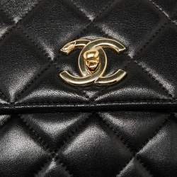 Pre Owned Chanel Black Quilted Leather Small Trendy CC Flap Top Handle Bag