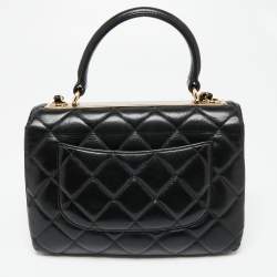 Pre Owned Chanel Black Quilted Leather Small Trendy CC Flap Top Handle Bag