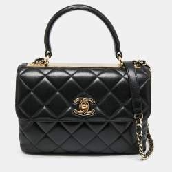 Pre Owned Chanel Black Quilted Leather Small Trendy CC Flap Top Handle Bag
