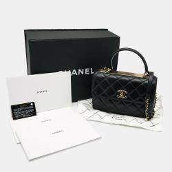 Pre Owned Chanel Black Quilted Leather Small Trendy CC Flap Top Handle Bag