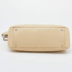 مملوكة مسبقًا حقيبة يد توتس شانيل تايمليس شوبير جلد كافيار مبطن كريمي سي سي