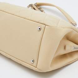 مملوكة مسبقًا حقيبة يد توتس شانيل تايمليس شوبير جلد كافيار مبطن كريمي سي سي