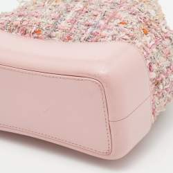Pre Owned Chanel Pink/Multicolor Tweed And Leather Small Gabrielle Backpack