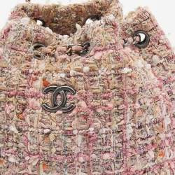 Pre Owned Chanel Pink/Multicolor Tweed And Leather Small Gabrielle Backpack