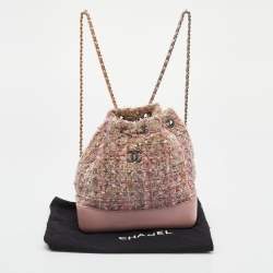 Pre Owned Chanel Pink/Multicolor Tweed And Leather Small Gabrielle Backpack