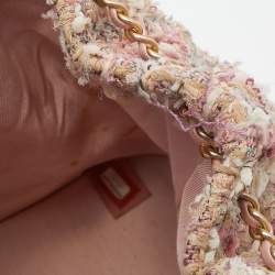 Pre Owned Chanel Pink/Multicolor Tweed And Leather Small Gabrielle Backpack