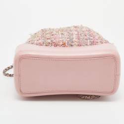 Pre Owned Chanel Pink/Multicolor Tweed And Leather Small Gabrielle Backpack