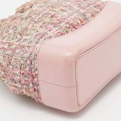 Pre Owned Chanel Pink/Multicolor Tweed And Leather Small Gabrielle Backpack