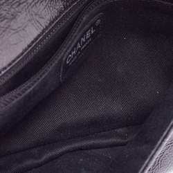 Pre Owned Chanel Black Textured Patent Leather CC Frame Pochette