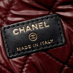 Pre Owned Chanel Black Quilted Leather O Case Clutch