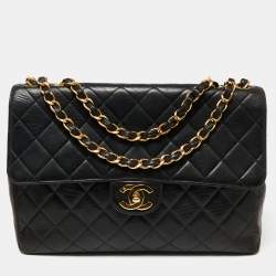 Chanel White Quilted Caviar Jumbo Classic Single Flap Gold Hardware, 1996-1997, Womens Handbag