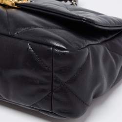 Pre Owned Chanel Black Quilted Leather Medium 19 Flap Bag