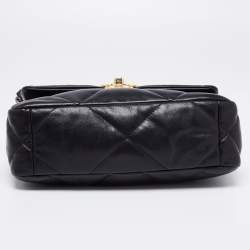 Pre Owned Chanel Black Quilted Leather Medium 19 Flap Bag