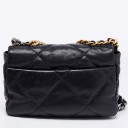 Pre Owned Chanel Black Quilted Leather Medium 19 Flap Bag