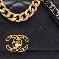Pre Owned Chanel Black Quilted Leather Medium 19 Flap Bag