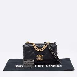 Pre Owned Chanel Black Quilted Leather Medium 19 Flap Bag
