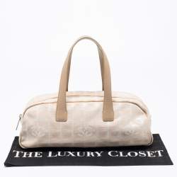 Pre Owned Chanel Beige Nylon CC Logo Travel Line Bowler Bag