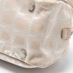 Pre Owned Chanel Beige Nylon CC Logo Travel Line Bowler Bag